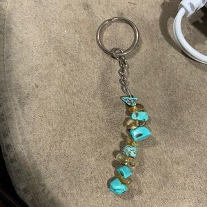turquoise and yellow keychain